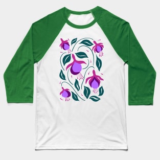 Fuchsia Flowers Baseball T-Shirt